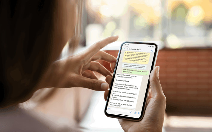 PitchYou Anwendung Chat WhatsApp Bewerbung Mobiles Recruiting