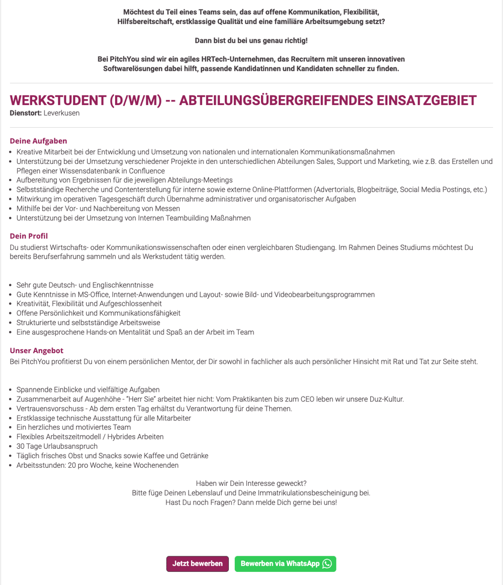 Eine Klare und ansprechende Jobbeschreibung