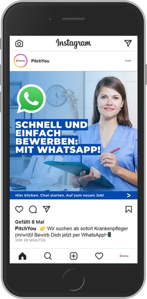 instagram Bild mit Moderner Bewerbung per WhatsApp durch pitchYou