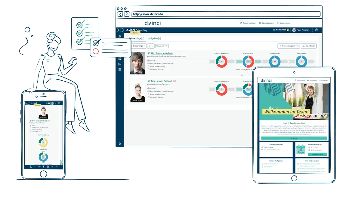 d.vinci Onboarding-Übersicht  Mitarbeiterportal